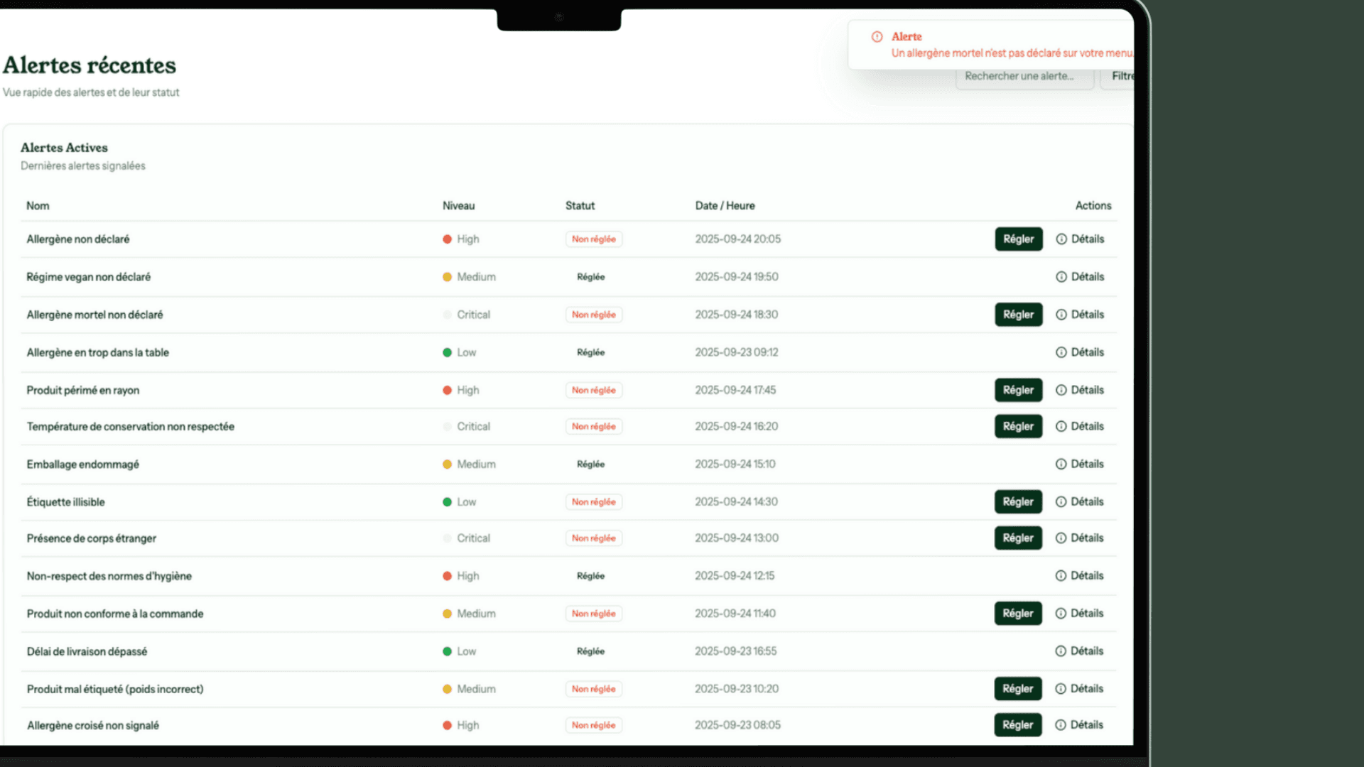 Soyez alertés des incohérences 